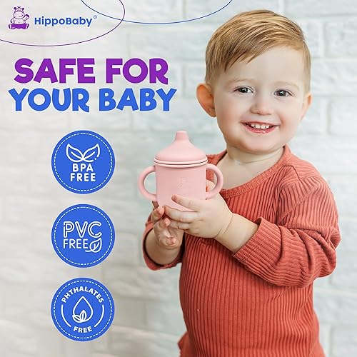 Miniatura 6 de Vaso de transición de silicona para niños mayores de 6 meses Incluye 1 vaso con pajita para niños pequeños y 1 taza para sorber para bebé con asas