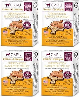 Caru - Classics Chicken Stew for Cats - Healthy Functional Wet Cat Food or Food Topper - Balanced Omega Blend - 5.5 oz Cartons - Pack of 4