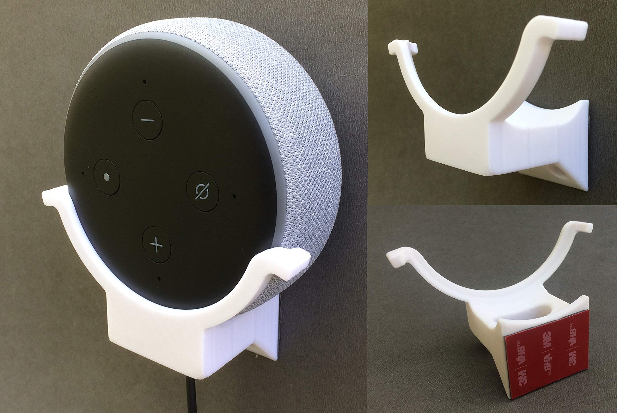 makerV Stick-on Alexa Holder, Echo Dot 3 Holder, Alexa Case Stand Bracket Mount : White