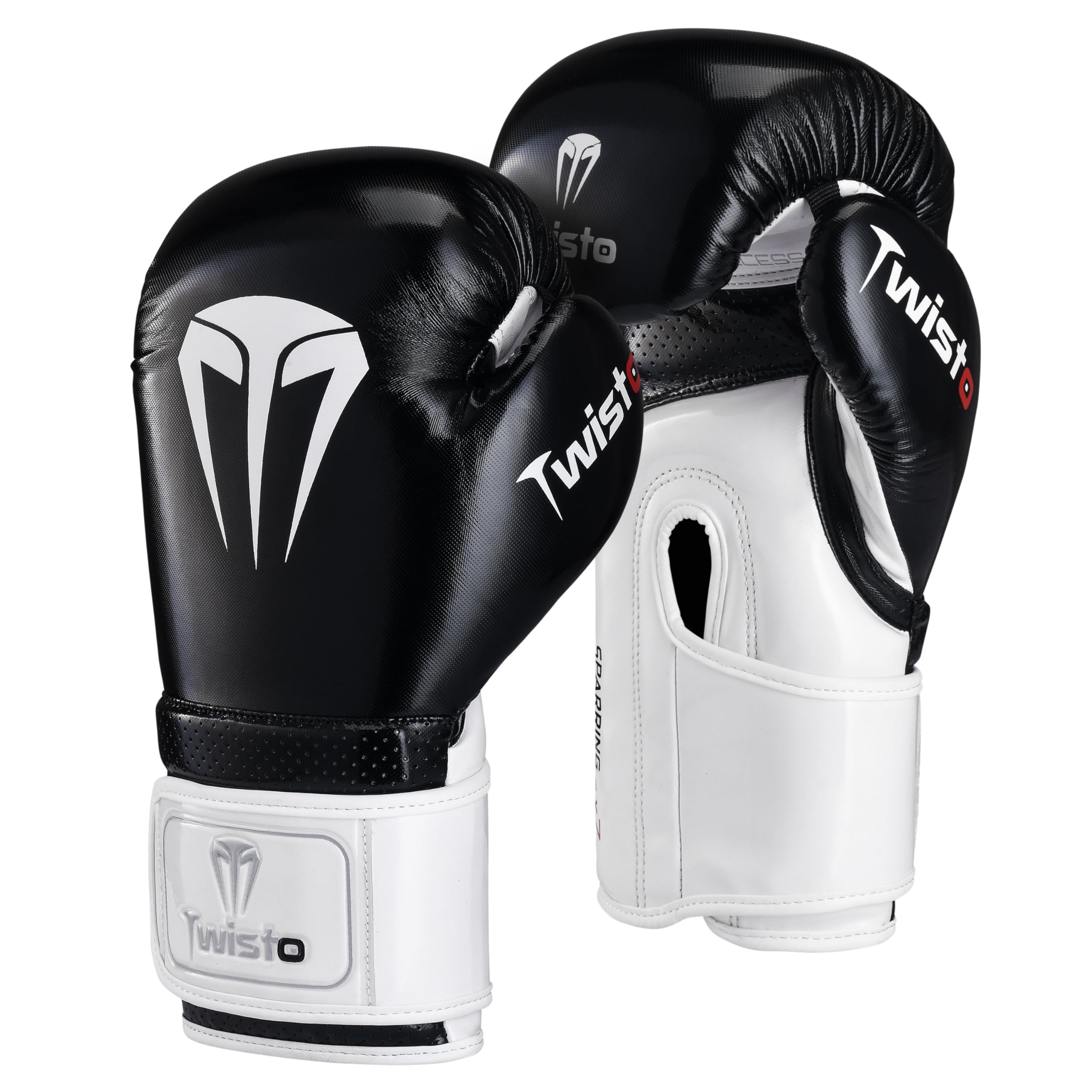 Twisto Boxing Gloves Sparring X7 (14 oz, Black/White), Black / White
