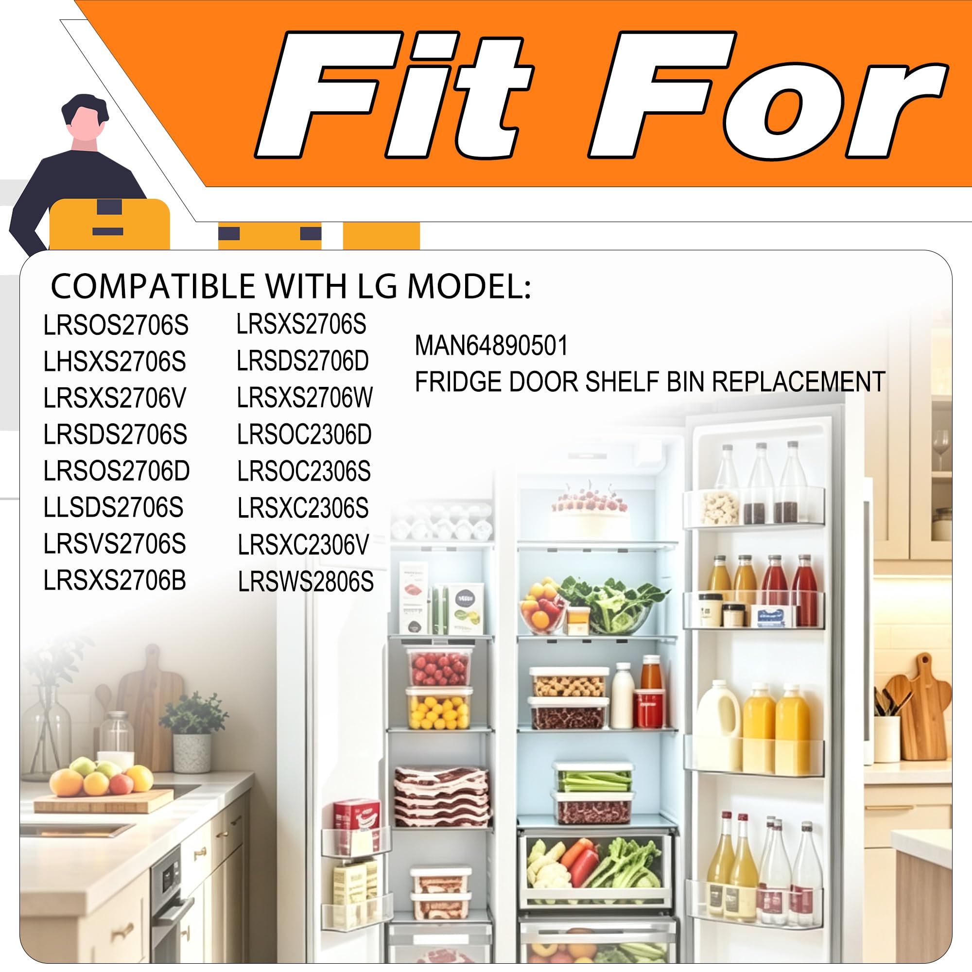 Estante mejorado para puerta de refrigerador compatible con LG MAN64890501