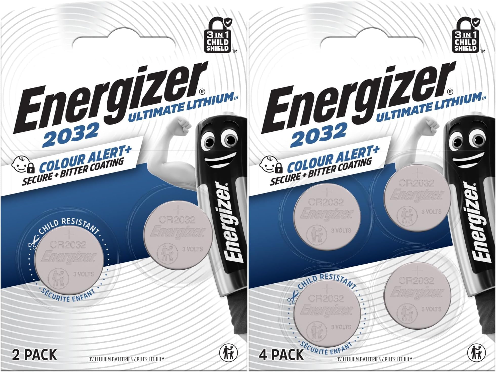 Energizer Ultimate Lithium - CR 2032 Knopfzelle 3V Batterien (6 Stück) - Weltweit erster 3 in 1 Kinderschutz Neuer Farbwarn-Technologie - Air Tag, Autoschlüssel, Fitnesstracker, medizinische Geräte