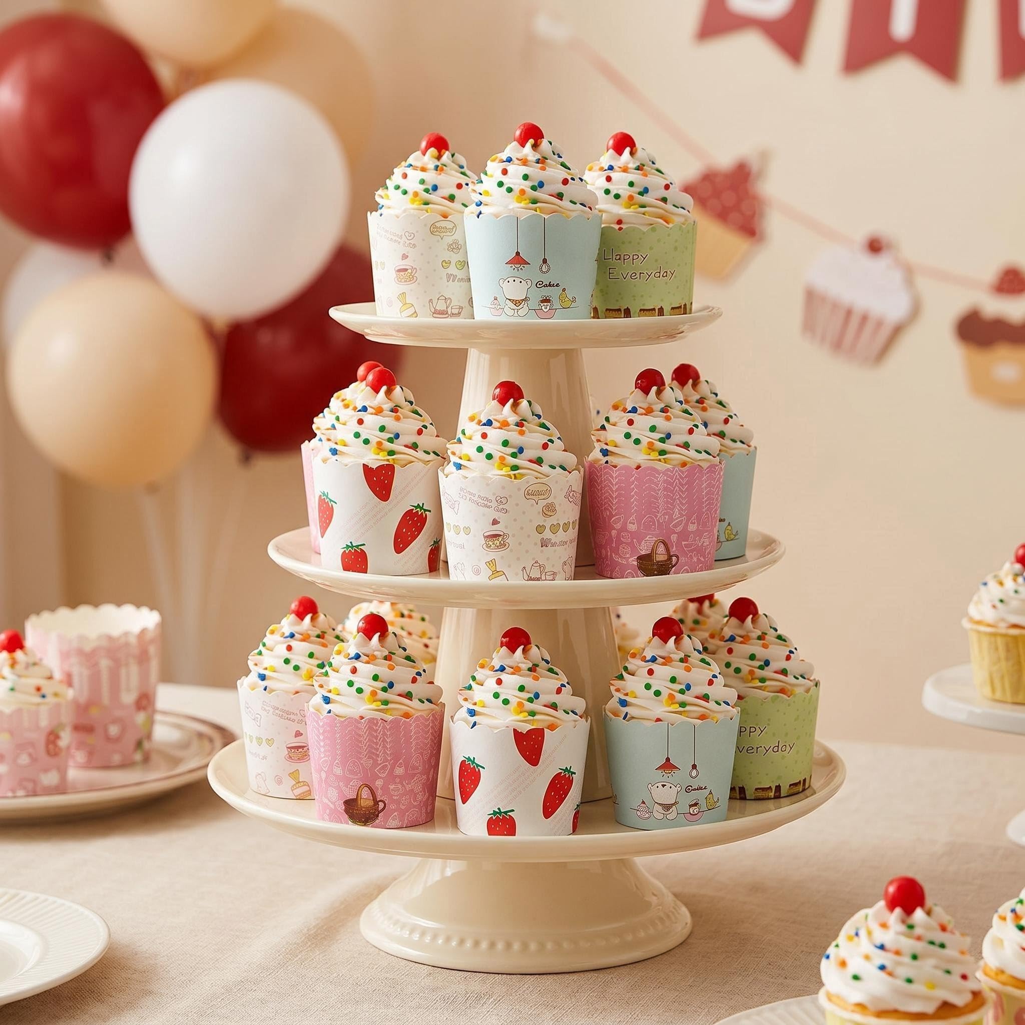 CANDeal 500 Piezas Cupcake de Papel Molde de Muffin de Postre Casos de Papel Muffin Envoltura de la Magdalena Papel Cupcake a Prueba de Grasa Liner Muffin Pan Papel de Cupcakes