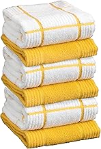 T-fal Solid & Checked Parquet Kitchen Towels: Highly Absorbent, Super Soft Long Lasting - 100% Cotton, 16"x26" Dish Towels...