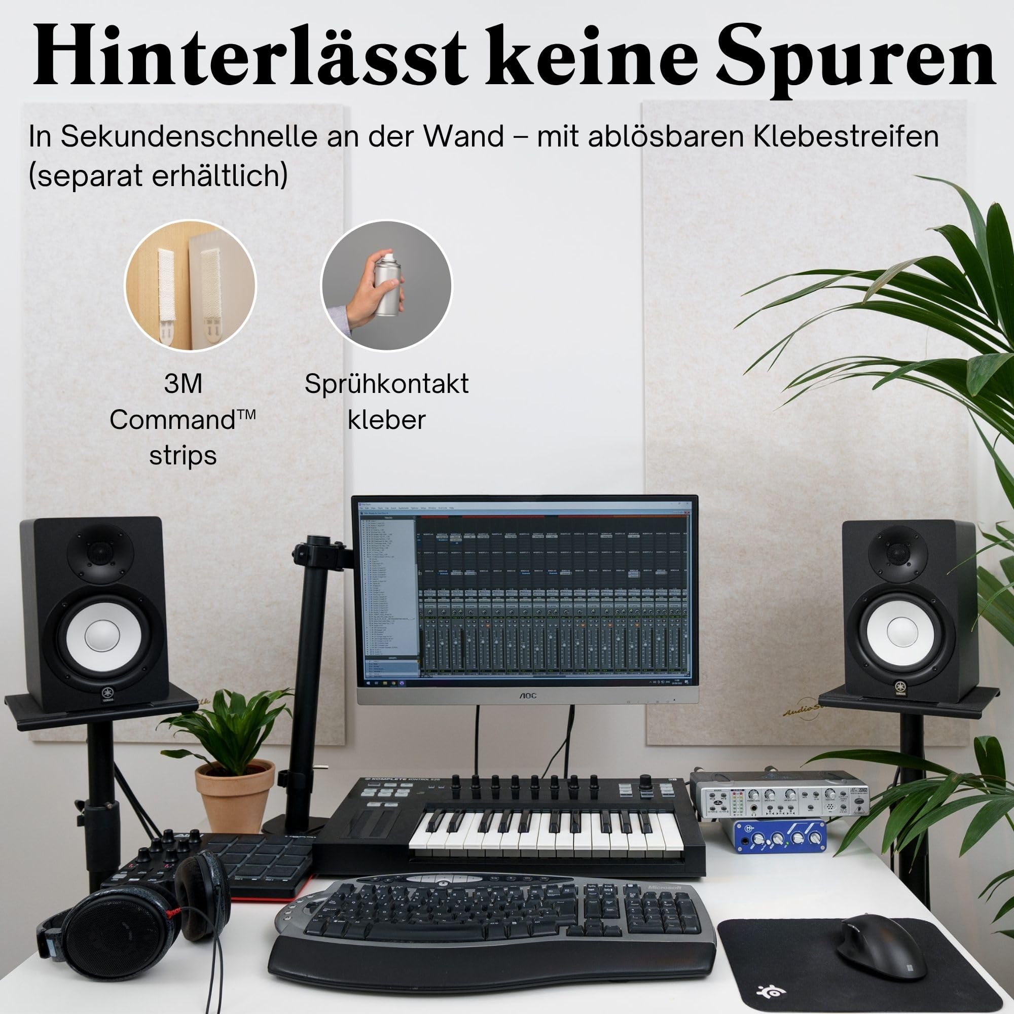 Akustikpaneele Schallabsorber, 4er ROOM KIT, groß, 116 x 58 cm, Hellblau