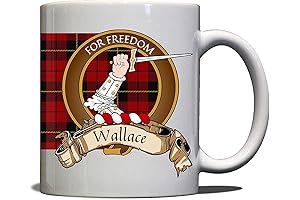 Wallace Scottish Clan Crest Motto Red Tartan Mug
