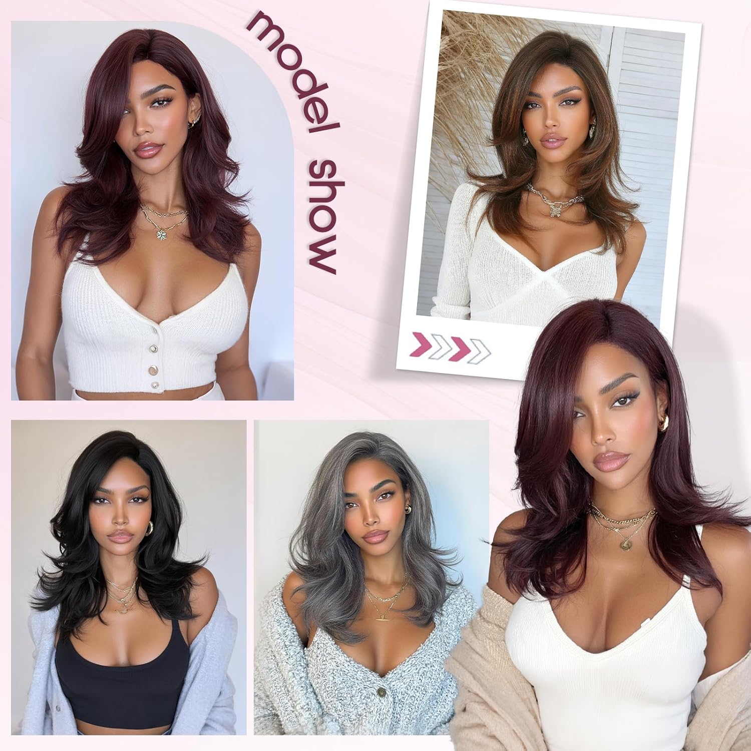 Gray Wig for Women Side Part - Layered Natural Straight Lace Front Wig with Soft Yaki Fiber, Realistic Hairline & Lightweight Daily Style - Mix Gray, 14 Inch