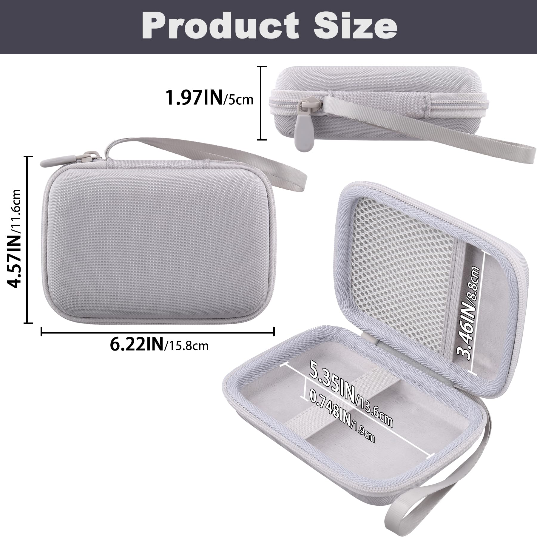 Estuche rígido de Viaje Impresora fotográfica Liene 2x3” (Blanco)