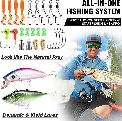 Vista 4 de PLUSINNO Fishing Rod and Reel Combo,Fishing Pole,Telescopic Fishing Rod Kit with Spinning Reel, Telescopic Fishing Pole with Carrier Bag for Kit