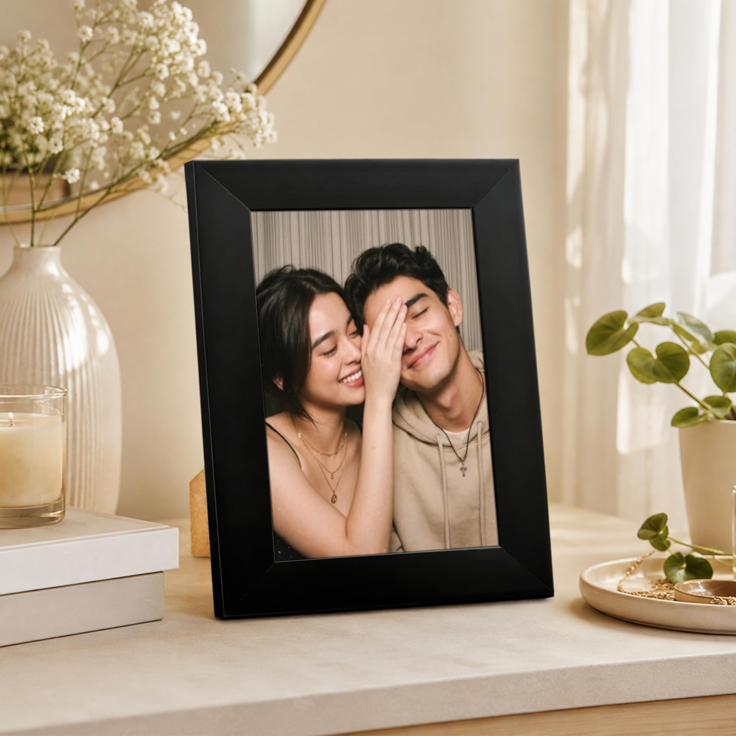 Art Street Synthetic Table/Wall Photo Frame for Home Décor, Bedroom, Table Top, Office Desk, Living Room (4" x 6", Black)-picture-0