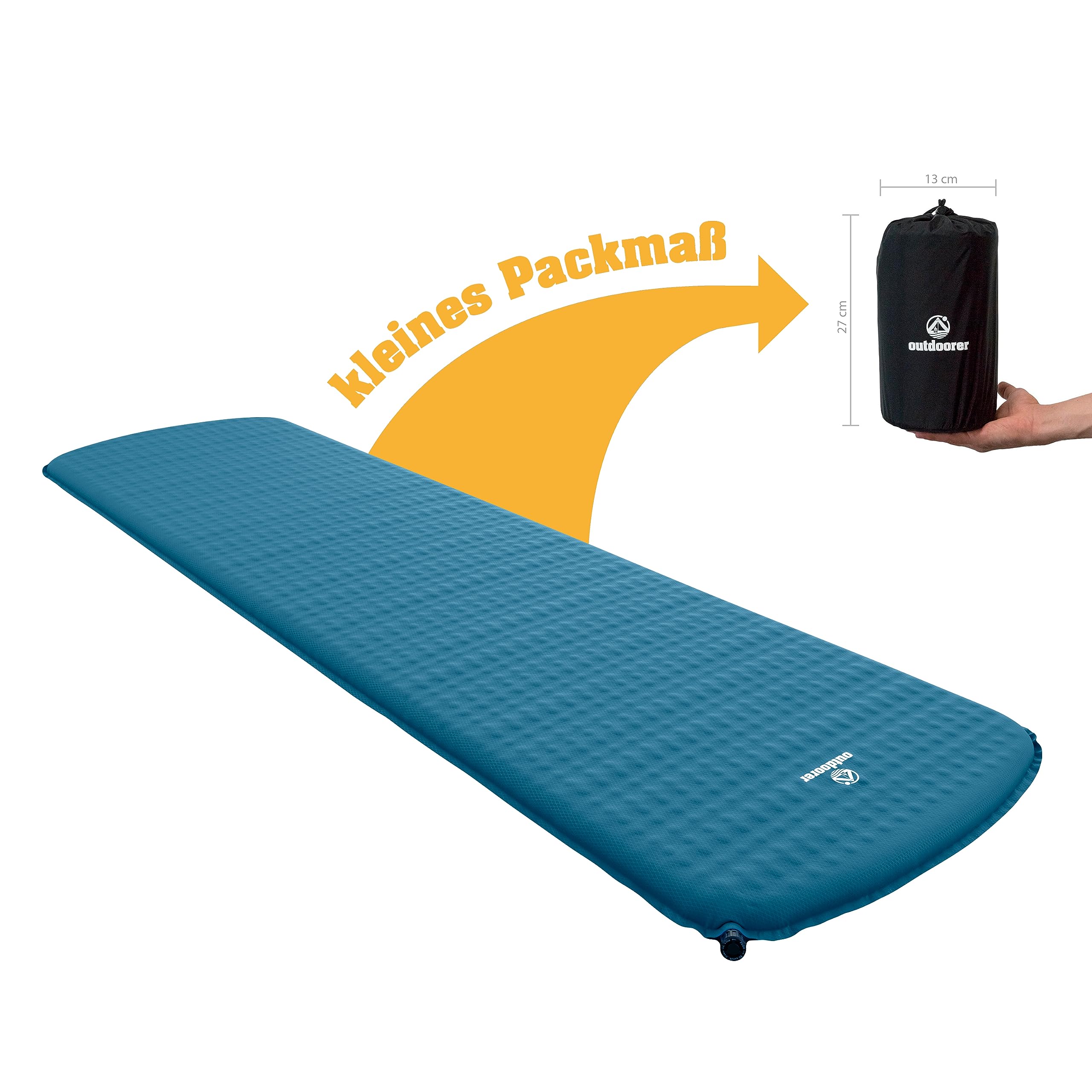 outdoorer Trek Bed 1 - samonadmuchiwana mata izolacyjna, 3,1 cm, kompaktowy rozmiar po złożeniu - Ultralight Trekking Mat