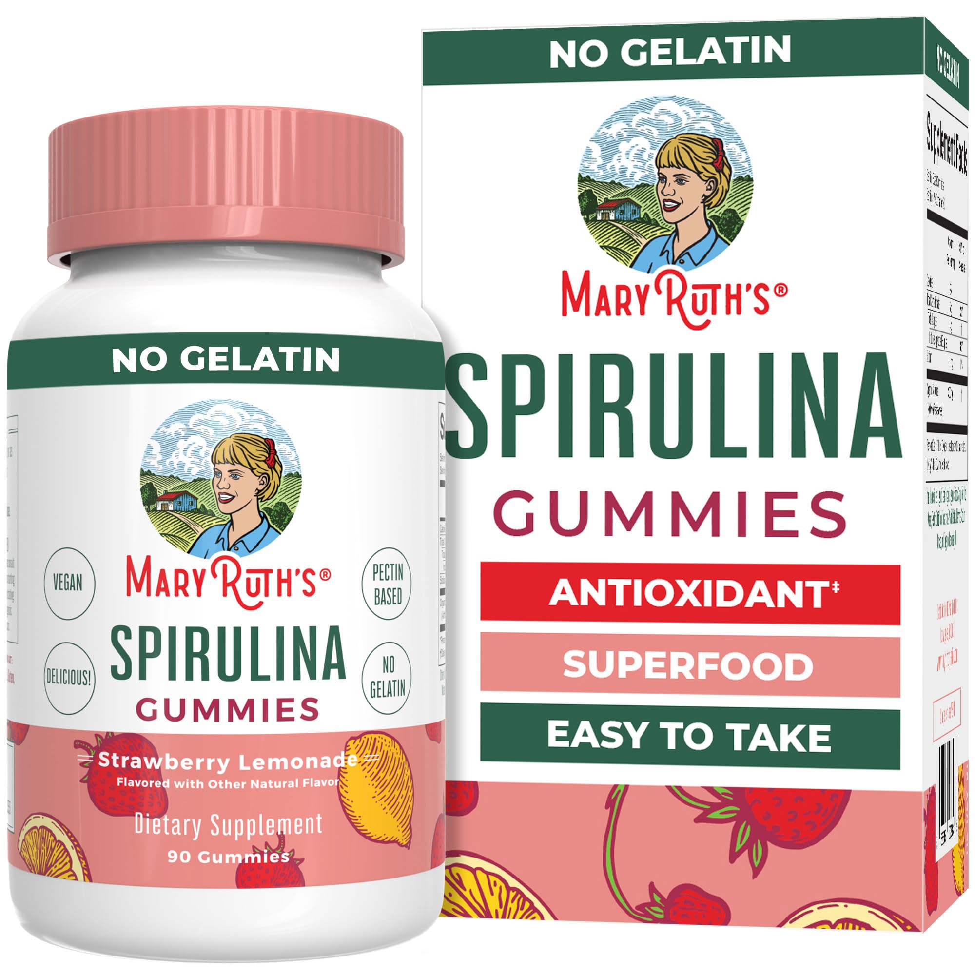 MaryRuth Organics Spirulina Gummies | Made with Spirulina | Superfood Gummies for Ages 4+ | Vegan | Non-GMO | 60 Count