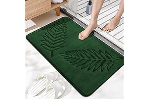 Ultra Soft and Absorbent Memory Foam Bathroom Rug - Green Leaf Oasis