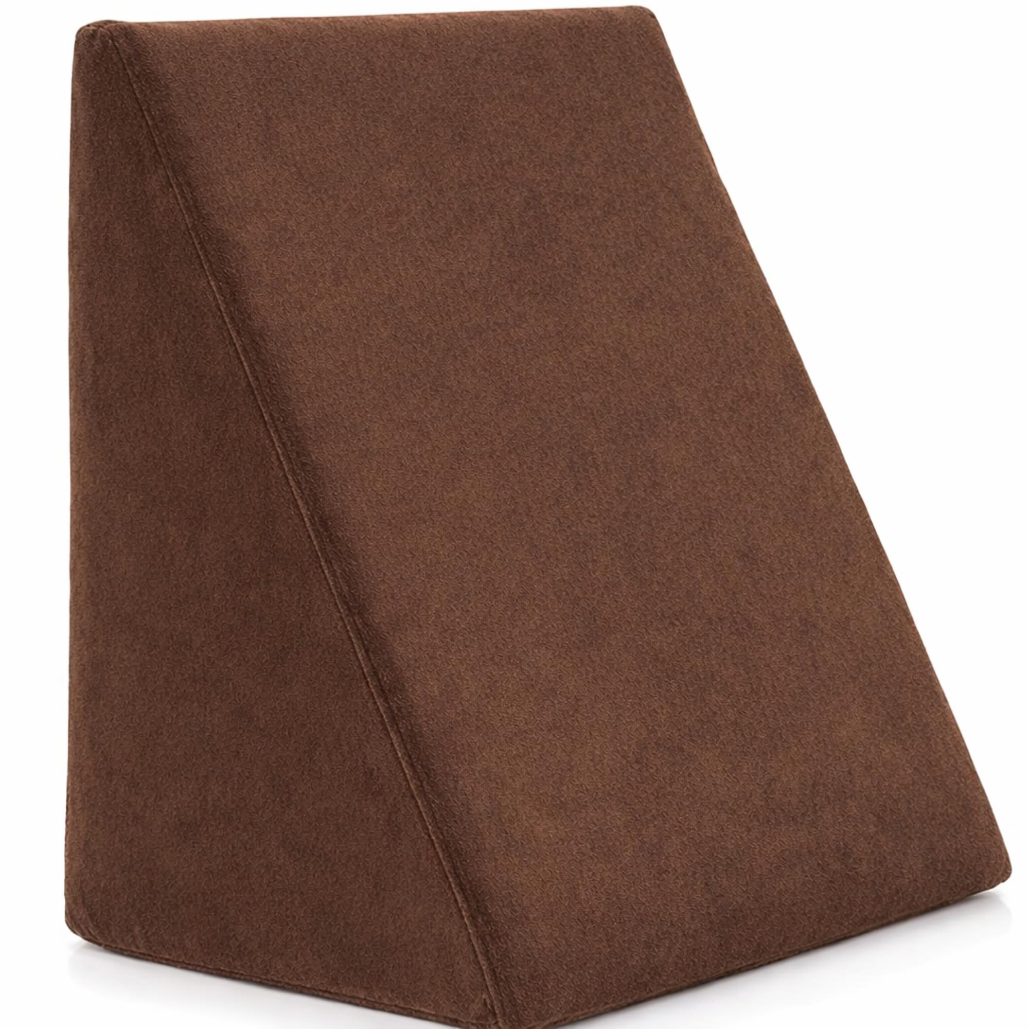 SafeCo Bed Wedge Pillow for Back Support – Triangle Cushion for Sleeping, Acid Reflux, Leg Elevation & Reading | High Density Foam Incline Pillow for Bed | Washable Cover 18L x 17W x 12H Inch Brown-picture-35