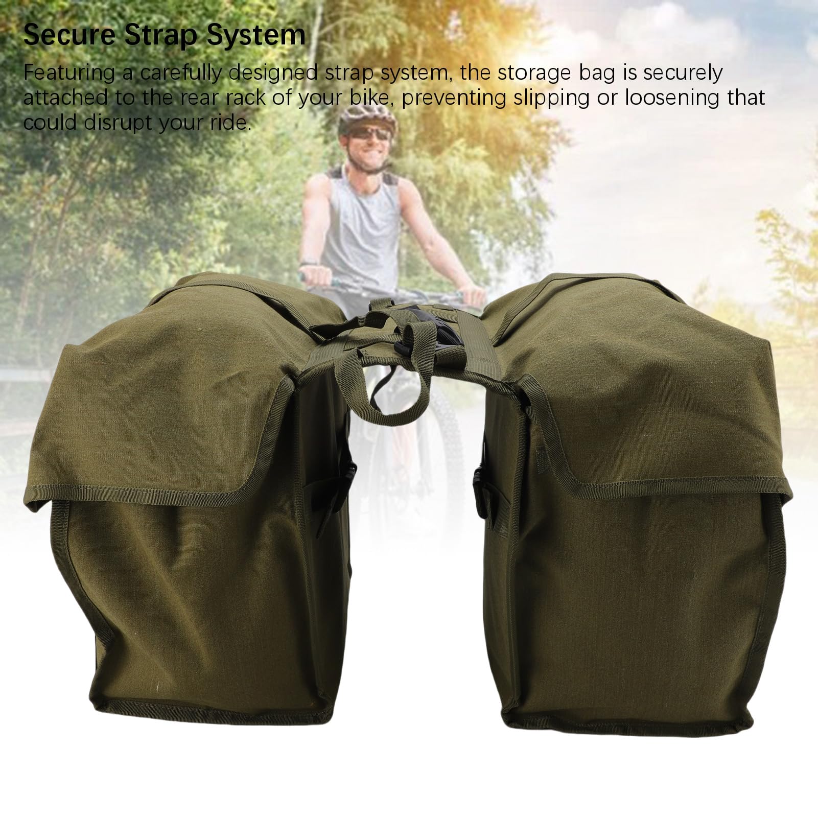 Borsa doppia per seggiolino bici Borsa portaoggetti per portapacchi posteriore di grande capacità per ciclismo, pendolarismo e turismo Design di sicurezza riflettente in te (43 litri)