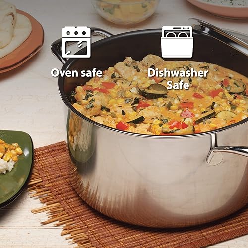Miniatura 4 de Swiss Diamond Cacerola antiadherente de acero inoxidable de 2.6 cuartos de galón, sartén compatible con inducción con tapa de vidrio templado, apto