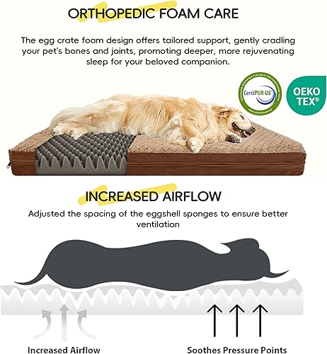 Miniatura 2 de Sytopia Cama lavable indestructible para perros grandes de 37 pulgadas – Felpa de doble cara, impermeable, funda extraíble, soporte ortopédico