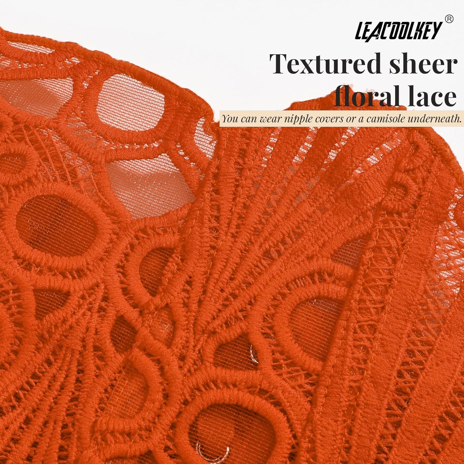LEACOOLKEY Lacework Corset Top for Women Sexy Textured Sheer Floral Lace Bustier Going Out Lace-up Corset Overbust Top - Image 3