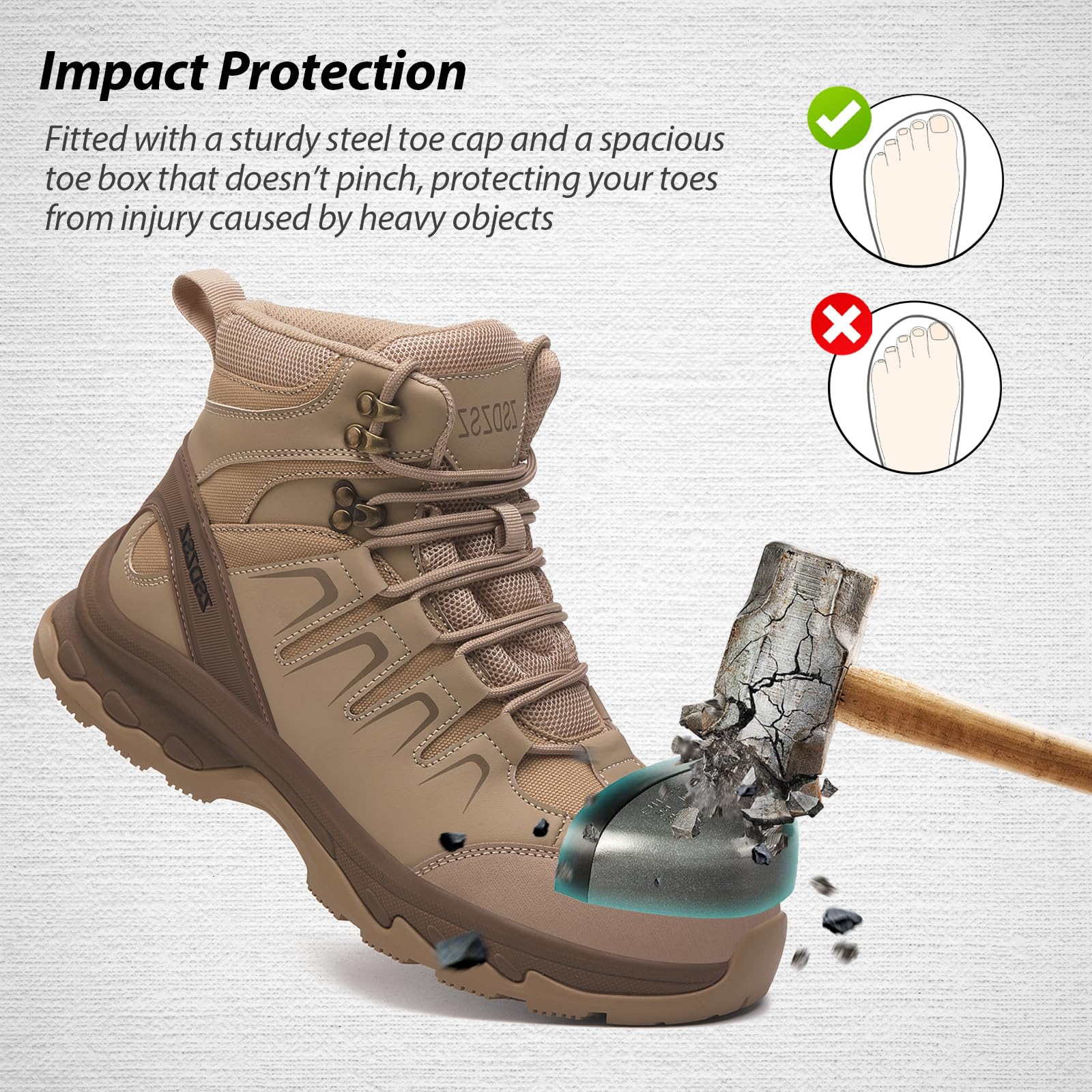 Zapatos de seguridad para hombre y mujer, botas de trabajo ligeras con