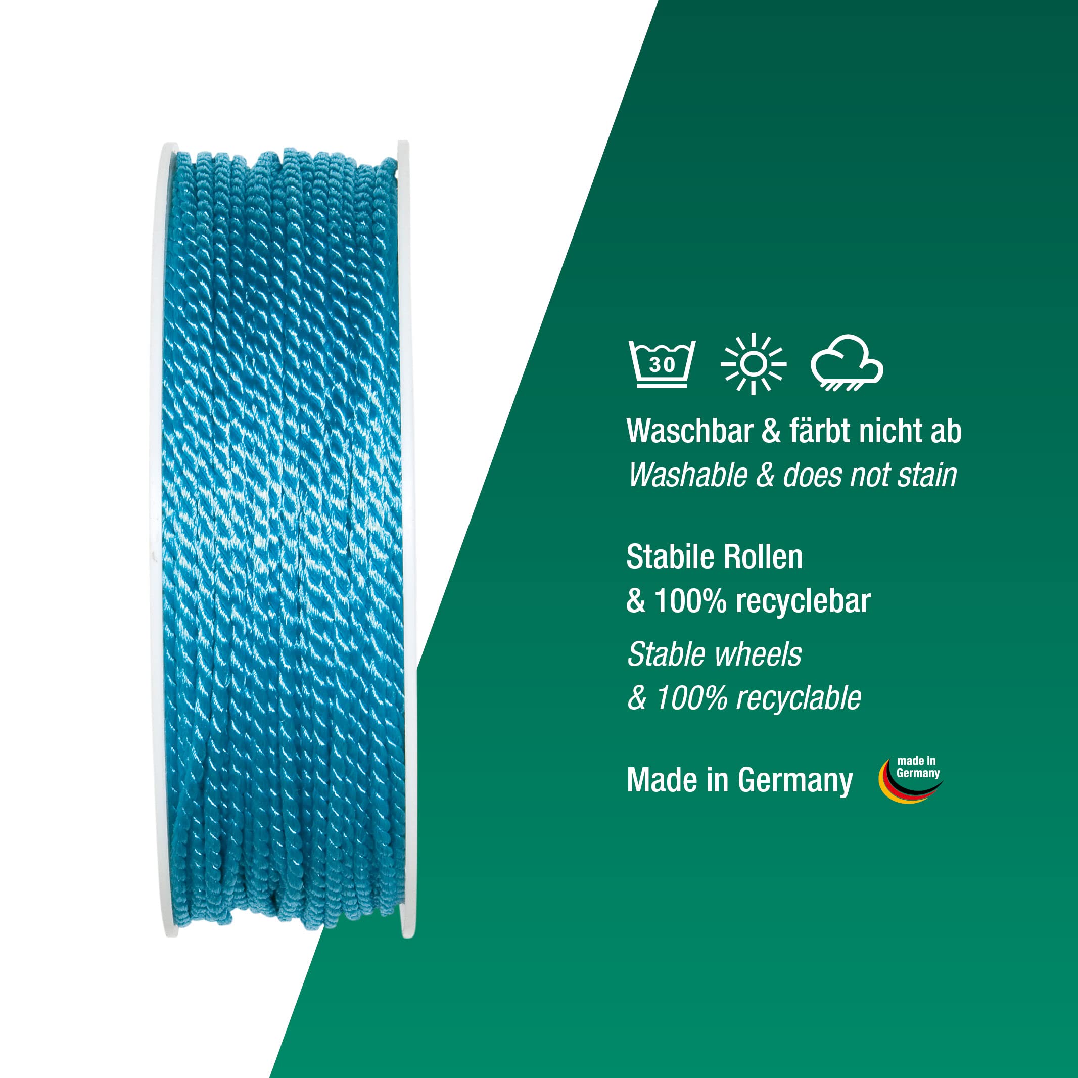 Halbach Seidenbänder Premium Kordel (türkis) – Bild 3
