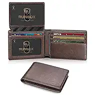 RUNBOX Wallet for Men Slim Rfid Leather 2 ID Window With Gift Box | Slim, Rfid, 2 ID Window, With Gift Box, Slim, Rfid