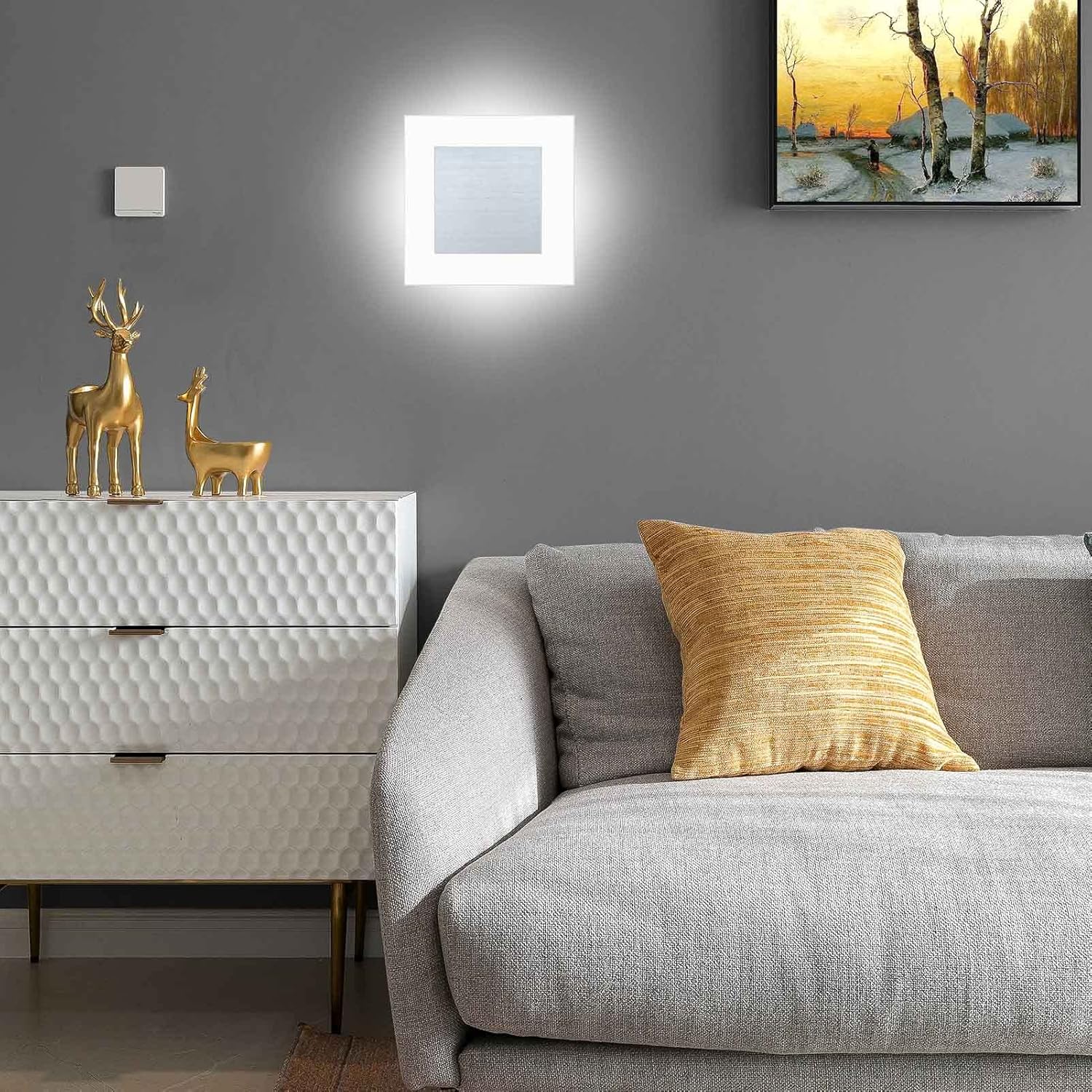 Kawell Modern 10W LED Wall Sconces Indoor LED Wall Light Square Acrylic LED Wall Lamp Minimalists LED Wall Light Sconce for Bedroom Living Room Stairwell Hallway Lounge, Cold White