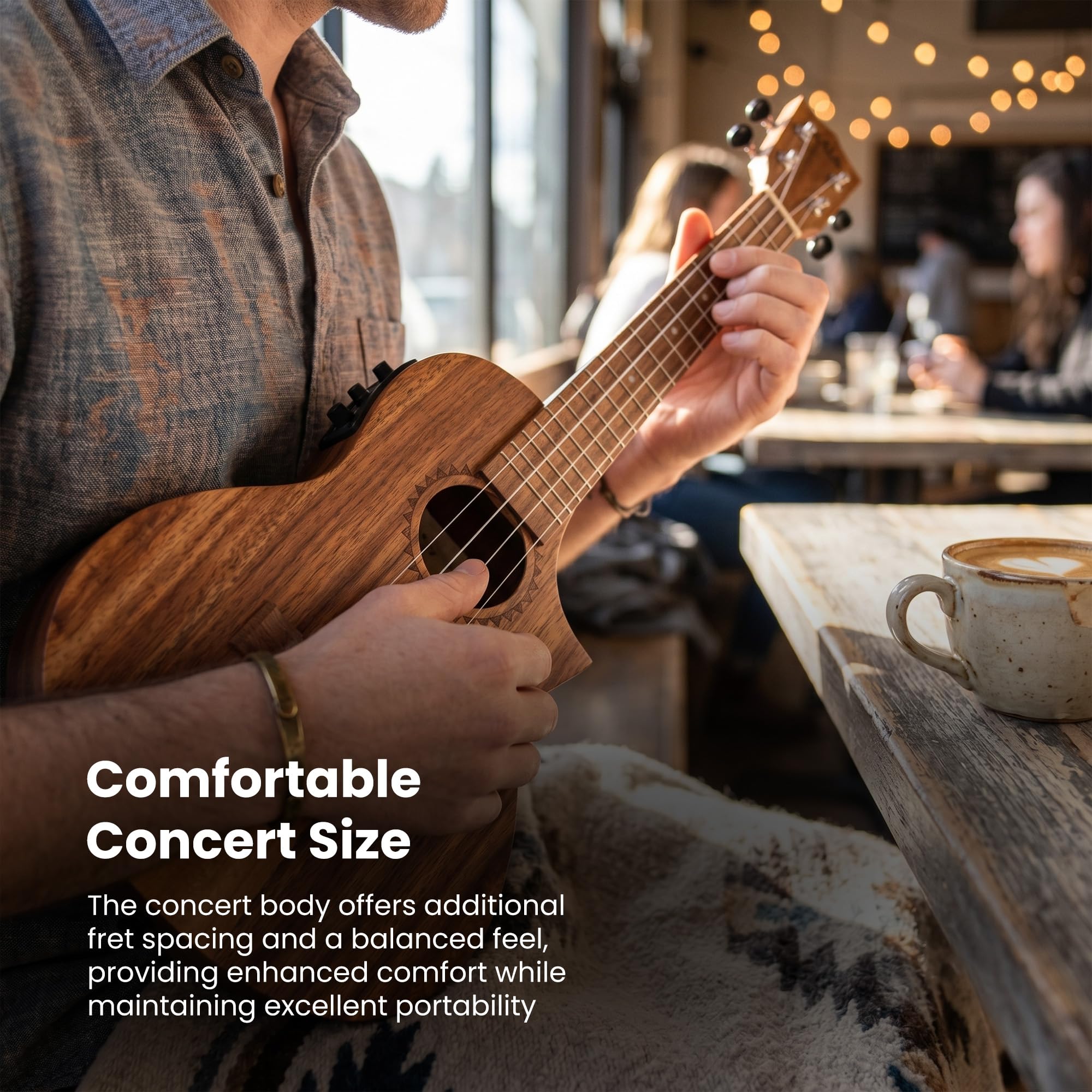 Teak Tri-Top Concert Cutaway électro-acoustique