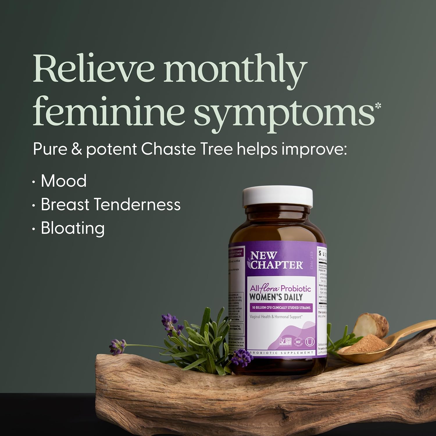 New Chapter Probiotics for Women - 60 ct (2 Month Supply), Women's Daily Probiotic with Prebiotics and Probiotics for Vaginal Health & Chaste Tree for Hormonal Support, 100% Vegetarian, Non-GMO