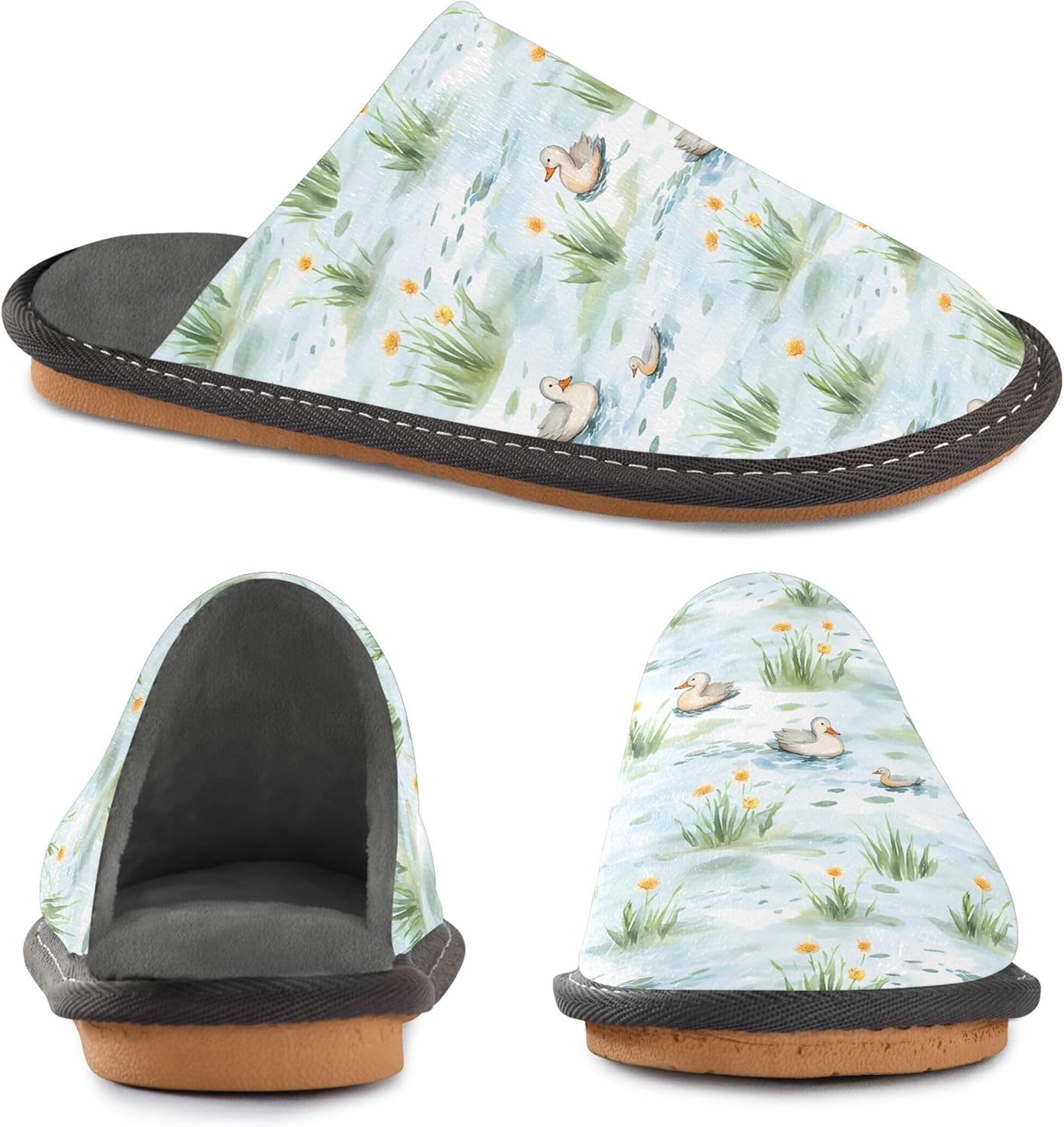 Woodland Duck House Slippers – Cozy Fuzzy Slippers for Guests, Washable & Disposable, Perfect for Shoeless Home, Spa & Hotel Use A111670