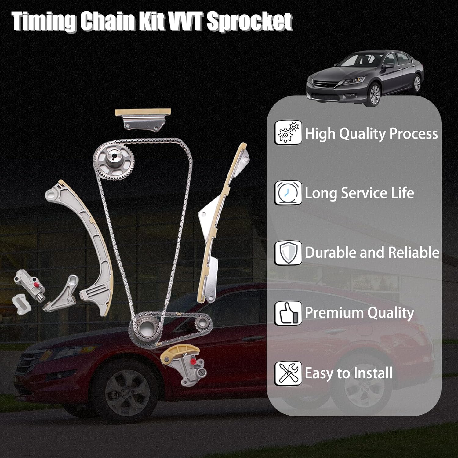 AUCERAMIC 144015A2A02 Timing Chain Kit Fit for 2013-2017 Honda Accord 2015-2019 CR-V 2016-2020 Acura ILX 2015-2020 TLX 2.4L L4 K24W1 K24W7 14401-5A2-A02