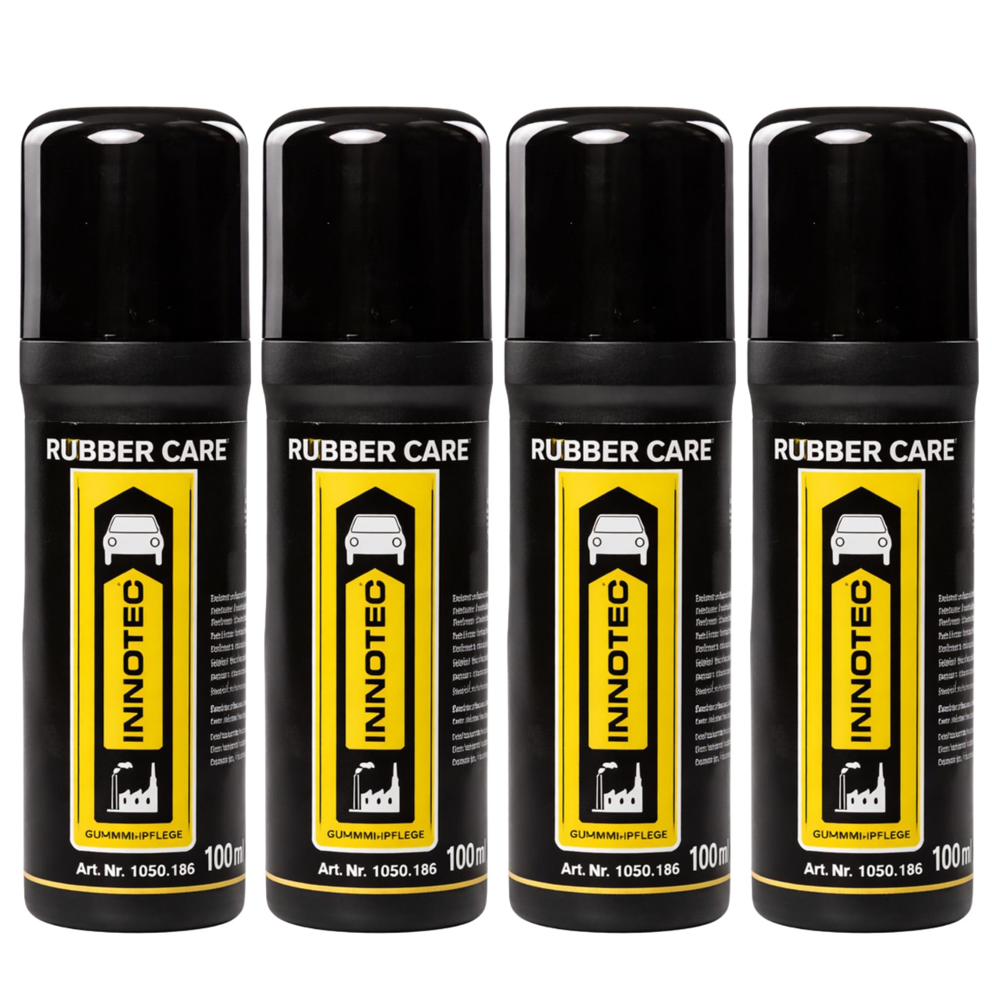 4 Stück INNOTEC Rubber Care 100 ml – Gummipflege-Roller zur Pflege von Fahrzeugdichtungen, Türgummis, Fensterrahmen & anderen Gummioberflächen – verhindert Austrocknung, Rissbildung & Festfrierung
