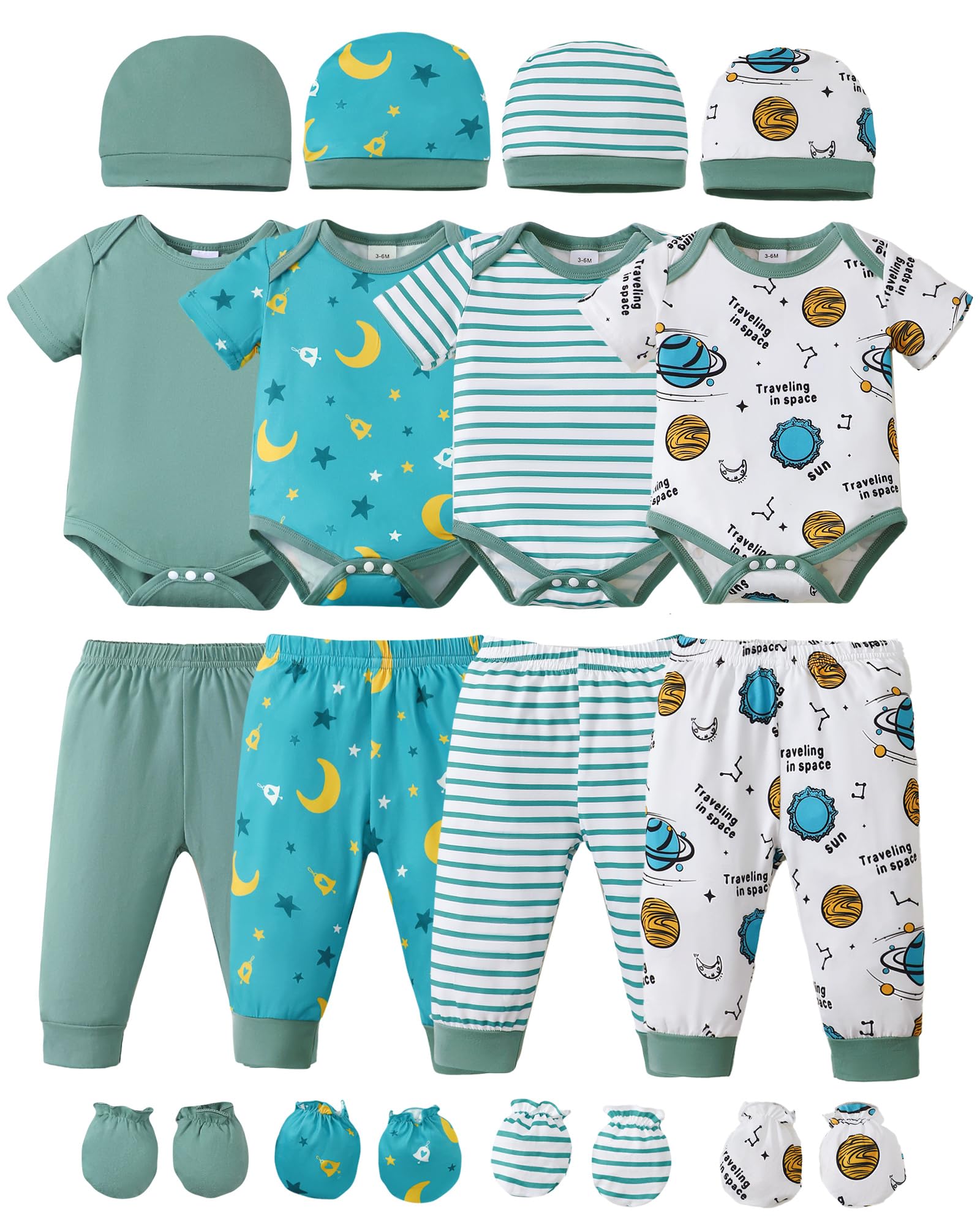 NZRVAWS Newborn Baby Boy Girl Clothes Unisex Preemie Infant Must Have Pants Set Outfits 0-18 Months 20 Pcs Essentials Gift