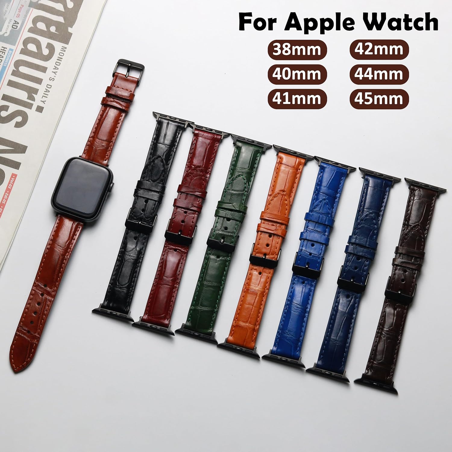 Handmade AIIigator Watch Band Leather Compatible with Apple Watch Ultra 49mm 45mm 44mm 42mm 41mm 40mm 38mm Croc Replacement for Iwatch Series 10 9 8 7 6 5 4 3 2 1 SE Stingray Ostrich