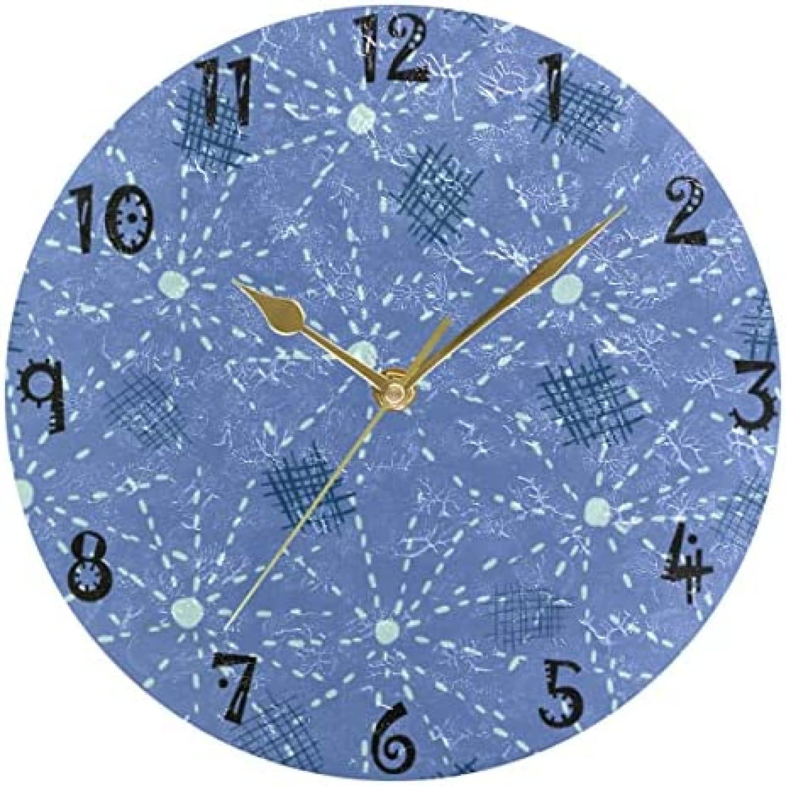 Amazon.co.jp: フラワーブルー漫画芸術円形壁掛け時計丸板サイレント非