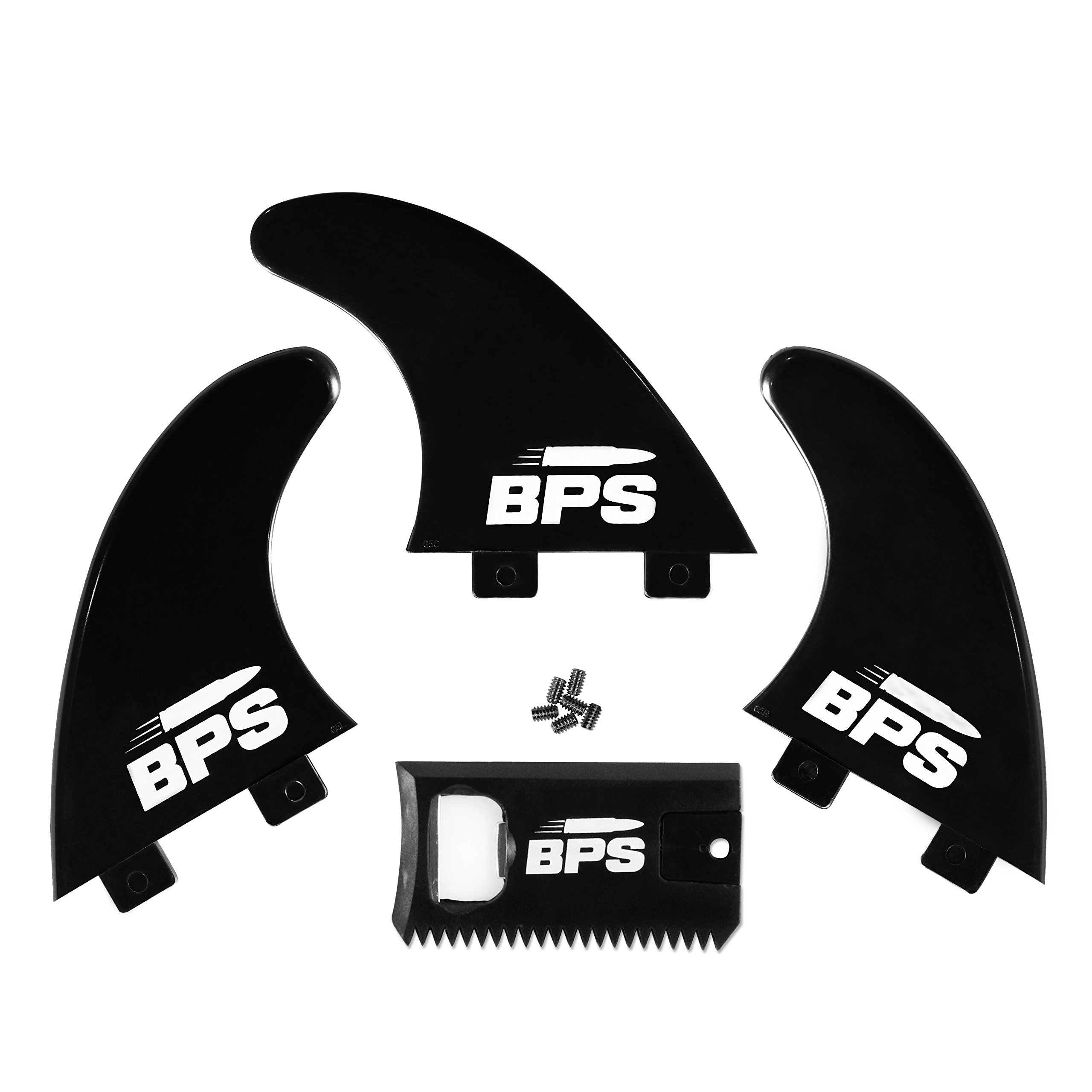 BPSFiberglass Reinforced Surboard Fins - 3 Thruster Fins Set (FCS G5 M5 Style) Future Fins, Comes with FCS Screws and Hex Key