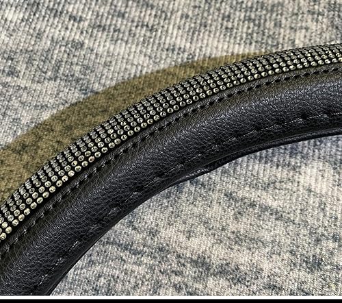 Miniatura 7 de Funda de cuero para volante con diamantes de imitación brillantes para niñas, ajuste universal de 14.5 pulgadas (piel colorida)