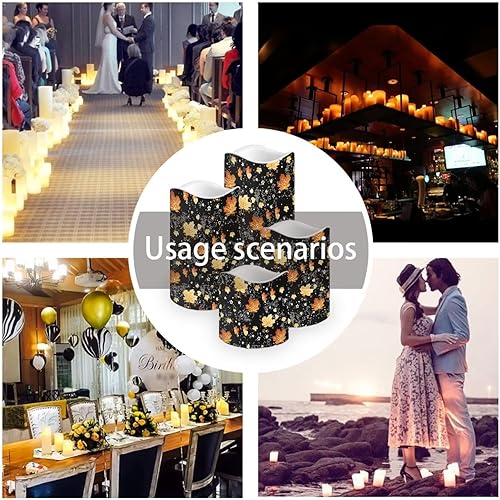 Miniatura 7 de Psesaysky Velas sin llama de hoja de arce de otoño con temporizador, práctica luz nocturna, velas de pilar duraderas, velas LED parpadeantes que