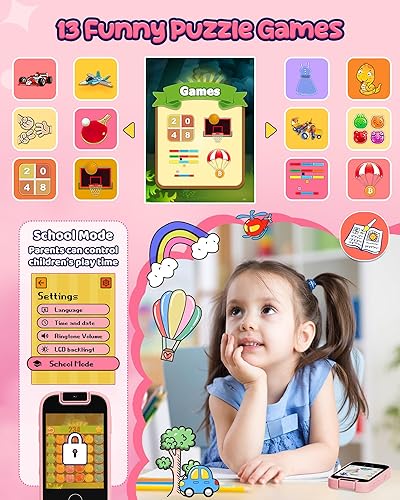 Miniatura 6 de Teléfono inteligente de juguete para niños, regalos de shiningstone y juguetes para niños de 3 a 7 años, teléfono celular falso para niños con