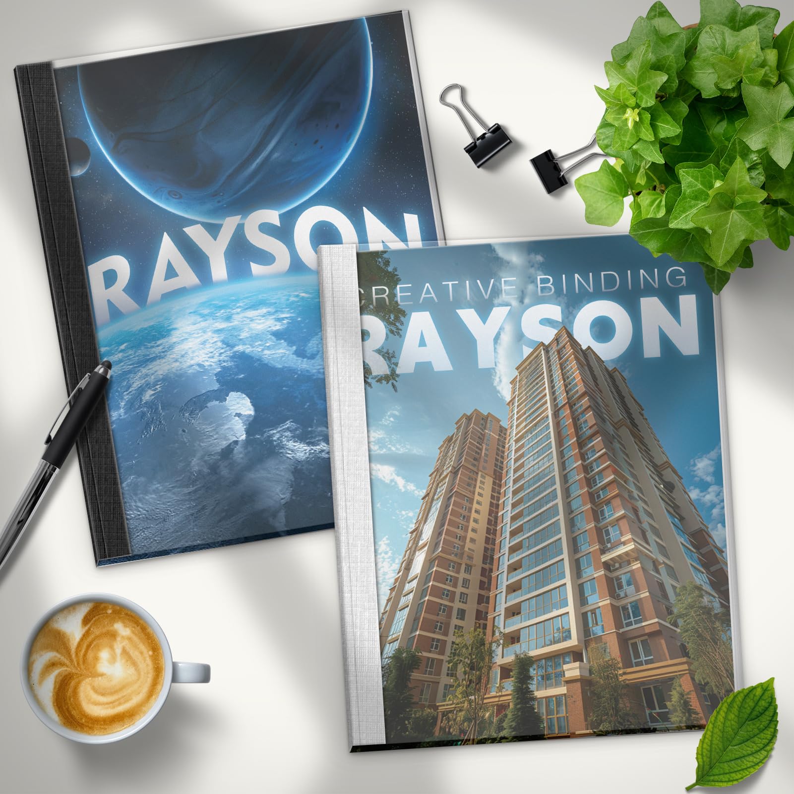 RAYSON Copertine per rilegatura termica, formato lettera, 1/2", nero (15) e bianco (10), confezione da 25