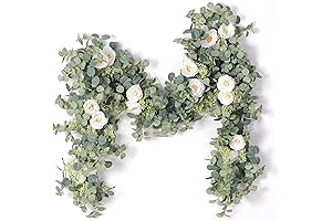 PARTY JOY Eucalyptus Garland with White Roses