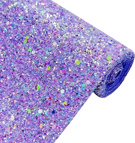 Miniatura 8 de Shalun Hojas de tela con purpurina gruesa de piel sintética color morado claro, 8 x 12 pulgadas, lazo para el pelo de San Valentín para niña, kit de