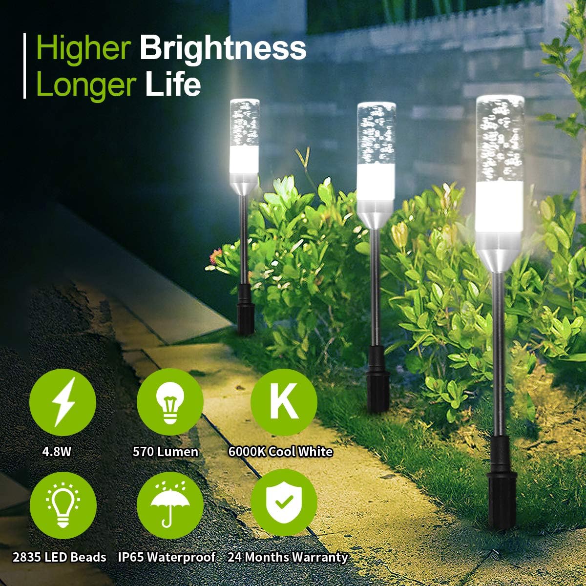 Flаѕh Dеаlѕ - 50% оƒƒ Pathway Lights Outdoor, GreenClick Extendable 6 Pack 570 Lumen Bright LED Path Lights, IP65 Waterproof 12V Landscape Lighting Cool White Acrylic Bubble Garden Lights for Lawn Patio Yard, 6000K