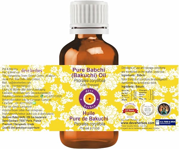 Deve Herbes Pure Babchi (Bakuchi) Oil (Psoralea corylifolia) Cold Pressed 30ml - 2
