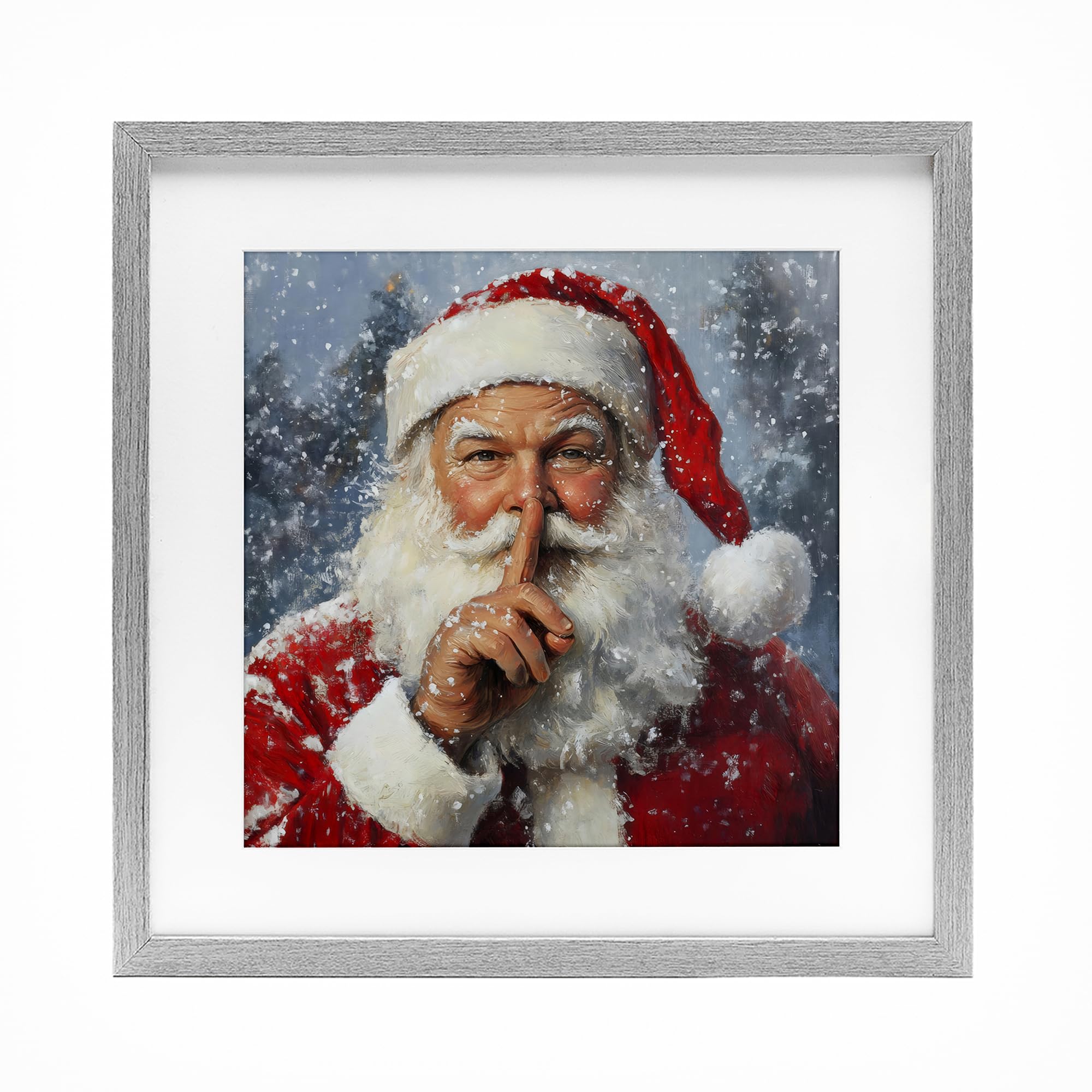 Impression encadrée Secret Santa Shh Gray Stupell Industries 33x33 cm