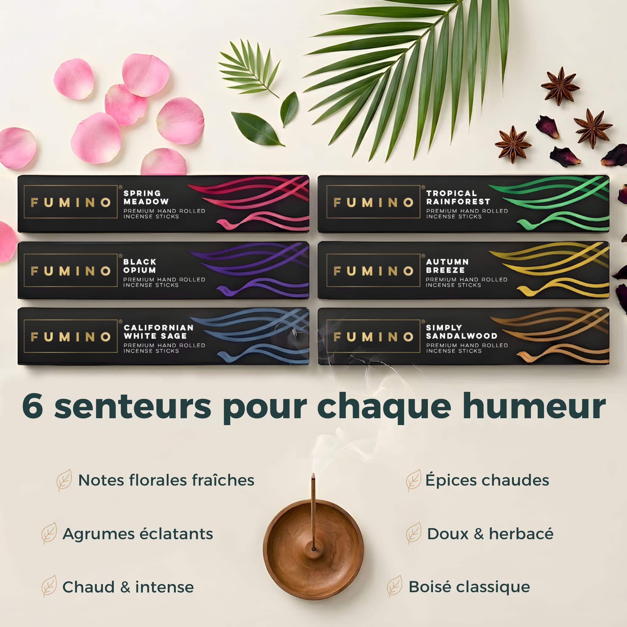 Encens Japonais Tierra Zen Fumino Bâtonnets Lot 6 Boîtes 84 Senteur Masala pour Relaxation Méditation