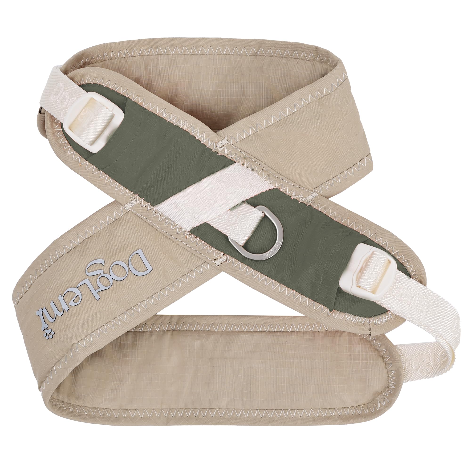 X-Back - Arnés para perro sin tirones, ajustable, a prueba de escapes, con clip para correa trasera, para pasear perros pequeños, medianos y grandes (beige verde, M)