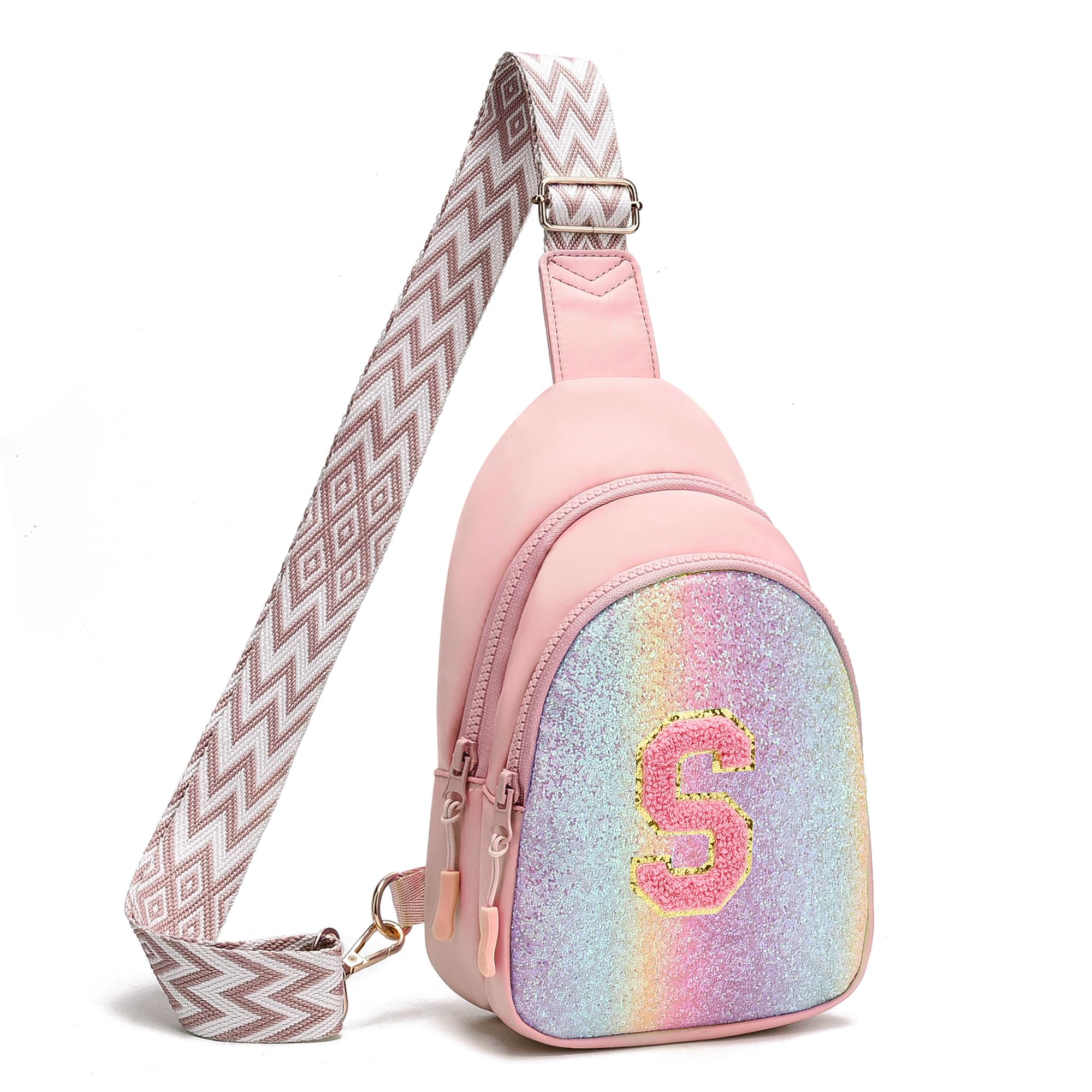 I IHAYNER Small Initial Sling Bag for Girls Fashion Waist Pack for Women Cute Crossbody Fanny Pack Personalized Girl Gifts (Pink-S）