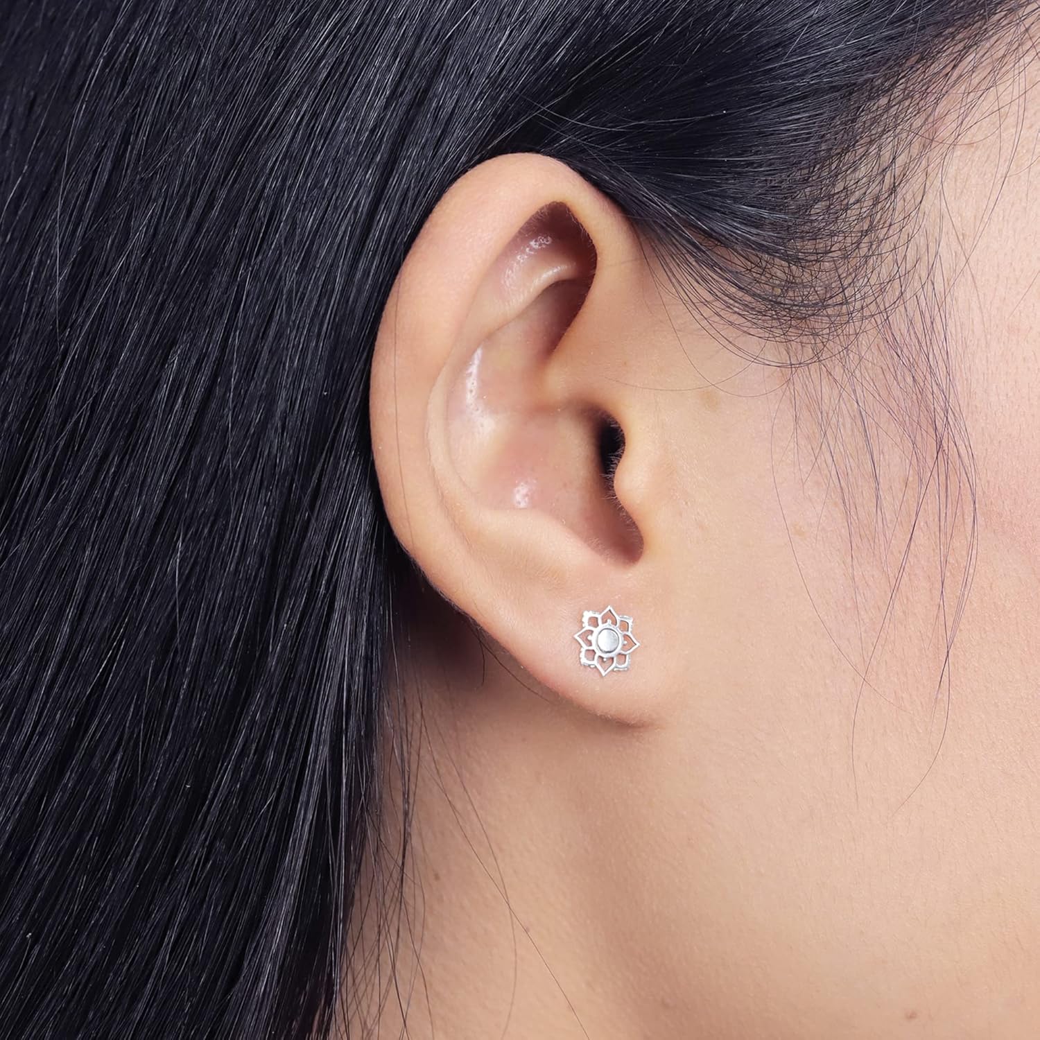 Boma Jewelry Sterling Silver Lotus Flower Stud Earrings - Image 2