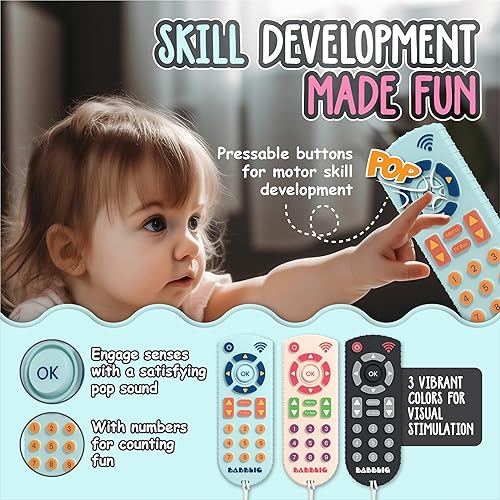 Miniatura 7 de Control remoto de juguete para bebé, control remoto de dentición para bebé, sin BPA y duradero, mordedores para bebés de 0 a 6 meses, mordedores