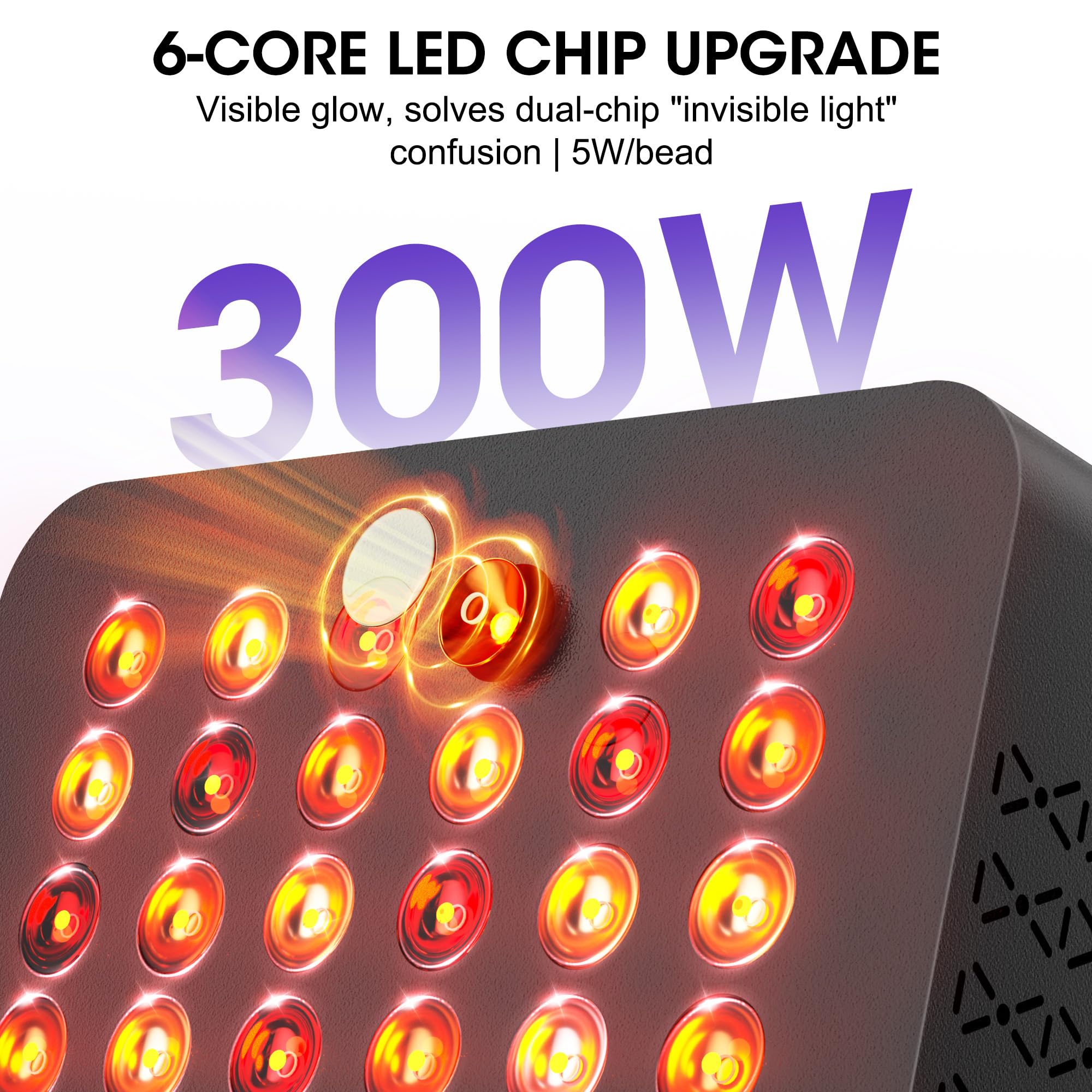 Lámpara infrarroja con 60 LED, chip LED de 6 núcleos, doble chip de 660 nm y 850 nm, 300 W de alta potencia, ideal para familias, XL 99W 7u2